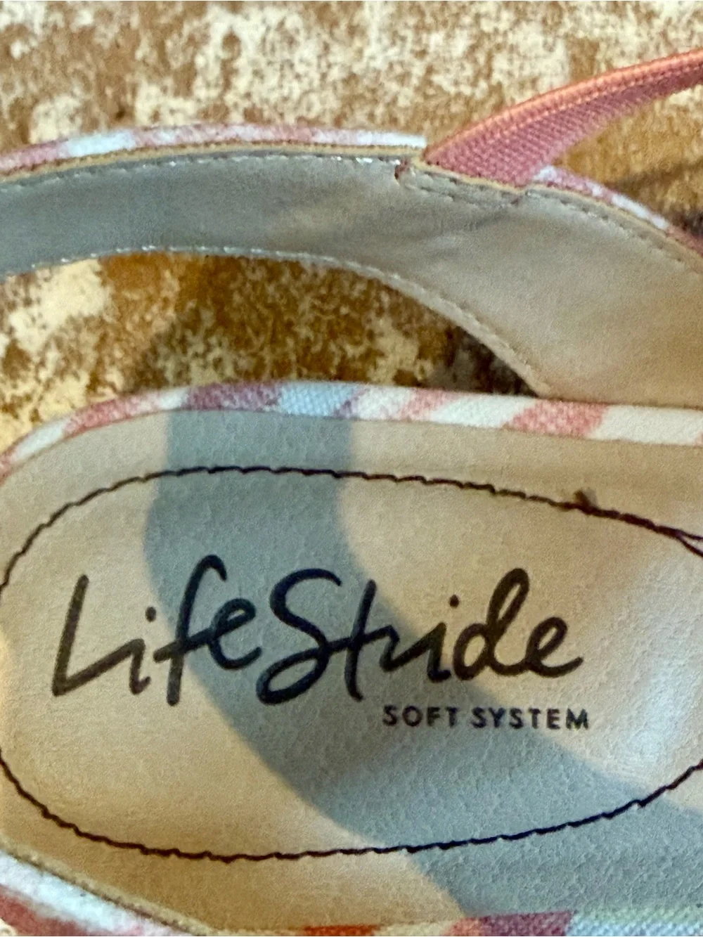 Life Stride Pink Patterned Slingback Wedge Sandals - Women, Size 7.5 W